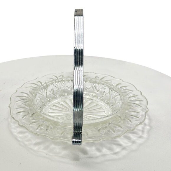 EAPG Glass Relish Dish Caddy-Chrome Handle w/Indent for Hanging Spoon/Fork - Picture 3 of 7